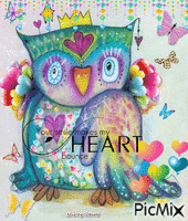 Colourful owl animēts GIF