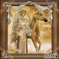 Concours du moment > Vintage woman and horses - GIF animé gratuit