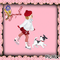petite patineuse et sn chien Animated GIF