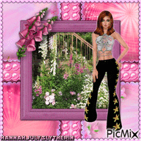 {♣}Woman in the Foxglove Garden{♣} - Bezmaksas animēts GIF
