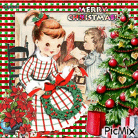 Vintage Merry Christmas animirani GIF