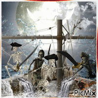 sinking pirate ship animoitu GIF