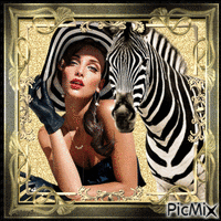 selfie of me and my zebra.... animowany gif