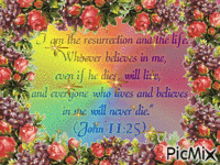 a biBLE VERSE, FLASHING COLORS, AND FRAMED IN SPARKLING FLOWERS, AND GOLD SPARKLES. Animated GIF