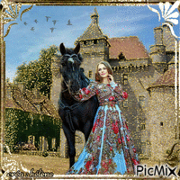 Hildegarde et son cheval noir