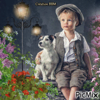 Le petit garçon et son chien par BBM GIF animado