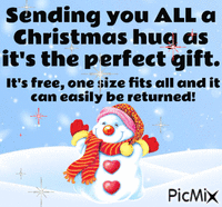 Xmas Hug Snow man - 免费动画 GIF