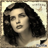 portrait de femme vintage - PNG gratuit