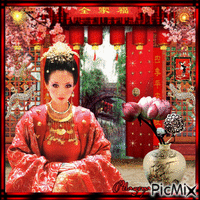 👠 🌼 👧 ☀ geisha et tout autour rouge - Zdarma animovaný GIF