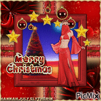 {}Merry Christmas - Genie Girl in Red{} - GIF animé gratuit