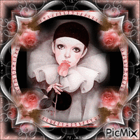 Art Peinture - Pierrot en rose animēts GIF