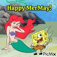 Spongebob and Ariel (My 2,365th PicMix) animasyonlu GIF