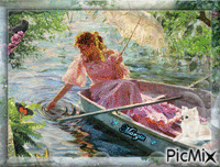 Donna in barca анимиран GIF