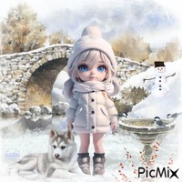 The snowy bridge OK animēts GIF