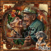 Vieux couple dans un paysage d'automne - Darmowy animowany GIF