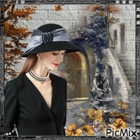 Portrait of a woman in a hat animovaný GIF