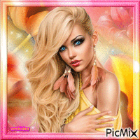 femme blonde mélancolique - GIF animé gratuit