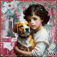 Fille et le chien animirani GIF
