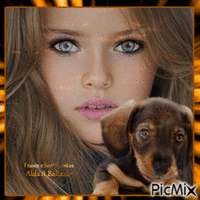 A menina e o cão animerad GIF