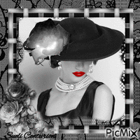 Mulher Vintage - preto e branco - Δωρεάν κινούμενο GIF