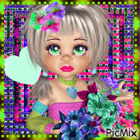 Cookie doll green pink purple/contest