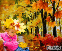 осень и дети - Gratis animeret GIF