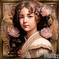 Portrait d'une petite fille vintage - Bezmaksas animēts GIF
