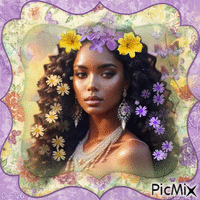 CONTEST - Woman with purple/yellow flowers on head