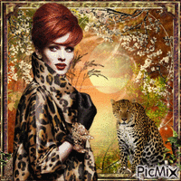 Woman in leopard print - Free animated GIF