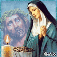 Leidende Mutter Jesus mit Dornenkrone Gif Animado