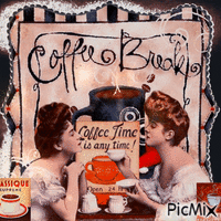Retro Damen beim Kaffee trinken - Zdarma animovaný GIF
