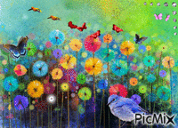 fleurs et papillons - Gratis animerad GIF