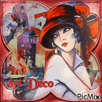 Art Deco Frauenportrait - Gratis animeret GIF
