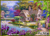 paysage maison GIF animasi