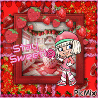 {{Taffyta with Strawberries - Stay Sweet!}} - Ingyenes animált GIF