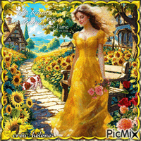concours : Femme en jaune - Δωρεάν κινούμενο GIF