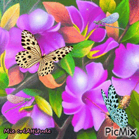 Fleurs & papillons - GIF animado gratis