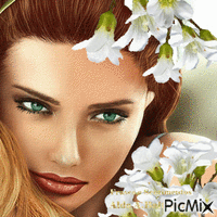 Mulher e as flores animoitu GIF