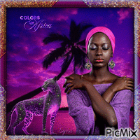 beauté africaine aux couleurs violettes - Nemokamas animacinis gif