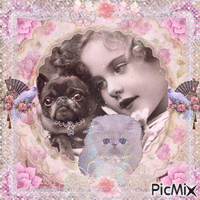 Little Girls & Her Pets 动画 GIF