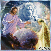 Jesus, Löwe und Braut 1 animirani GIF