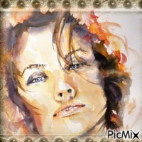 Portrait de femme en peinture - PNG gratuit