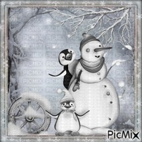 Bonhomme de neige - Tons gris et blancs. - PNG gratuit