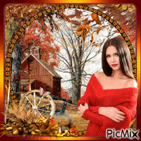 Autumn in the village animowany gif