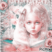 Children girl book pink teal - Zdarma animovaný GIF