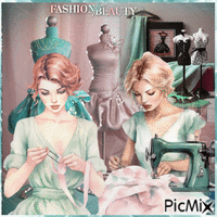 Fashion and Beauty. Sew women アニメーションGIF