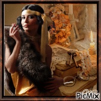 portrait femme rétro en couleur marron 🎄❤️⭐💋 - GIF animé gratuit