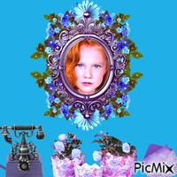 Portrait of a little girl with blue eyes - GIF animé gratuit