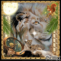 The Lion King & Her Cubs GIF animasi