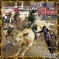 Cowboy Bull Riding at The Rodeo - Безплатен анимиран GIF